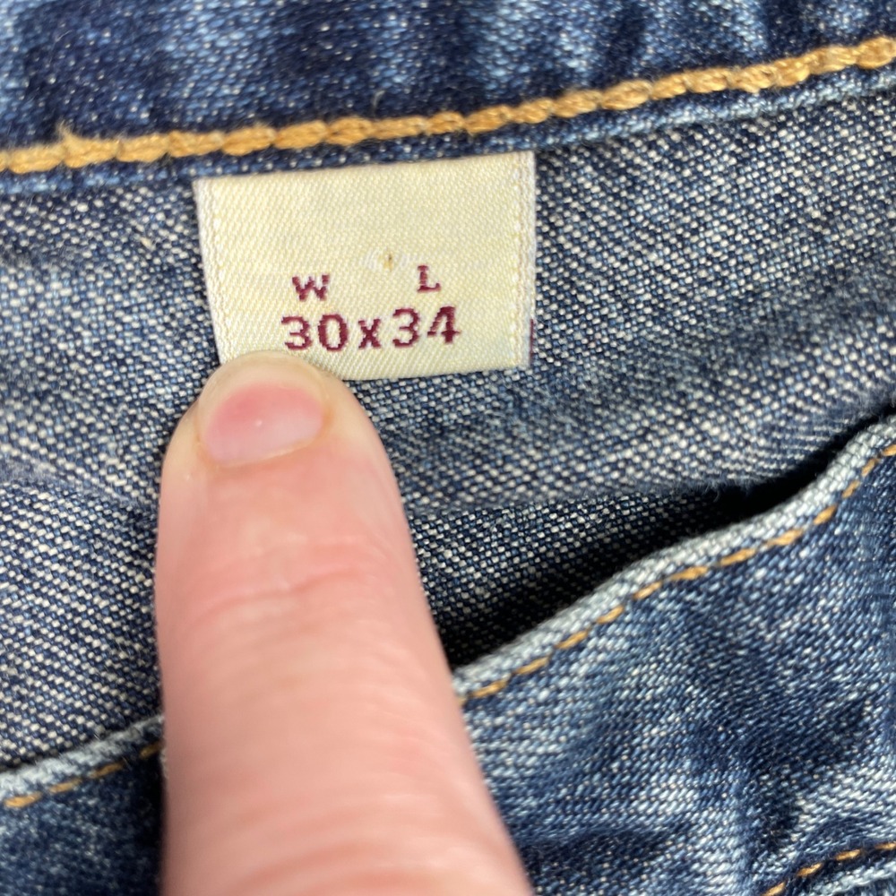 Vintage Abercrombie & Fitch Bootcut Jeans Mens 30x34 Blue Preppy Button Fly 90s - Picture 7 of 15